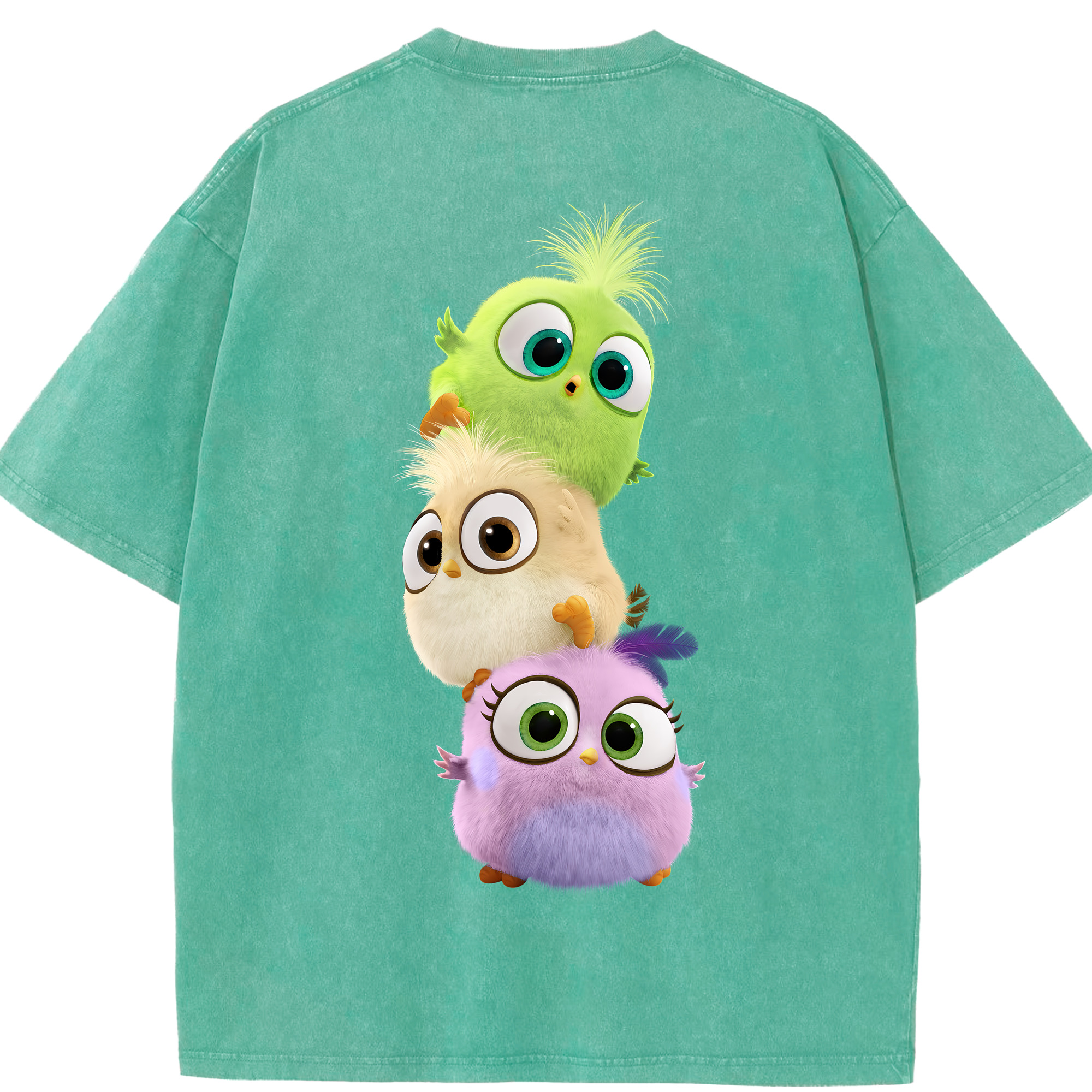 （画像用） Angry Birds アングリーバード 綿100% ヴィンテージ風 半袖Tシャツ（背面プリント）